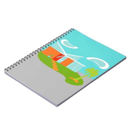 世紀半ばのモダンな漫画の家の螺線形ノート ノートブック (左側)