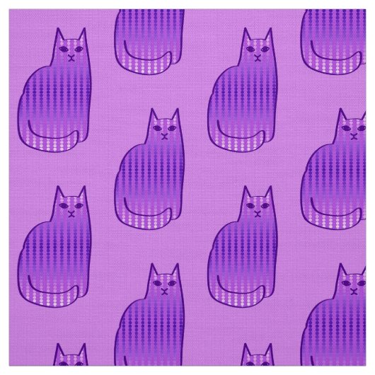 世紀半ばのモダンな猫、蘭および紫色 ファブリック (見本)
