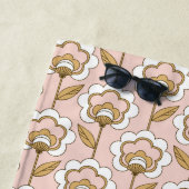 世紀半ばのモダンな花パターン ビーチタオル (インサイチュ)