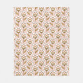 世紀半ばのモダンな花パターン フリースブランケット (正面)