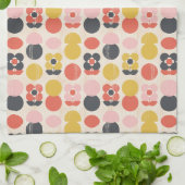 世紀半ばのモダンな花模様 キッチンタオル (折り畳み)