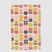 世紀半ばのモダンな花模様 ゴルフタオル (正面)