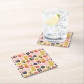 世紀半ばのモダンな花模様 スクエアペーパーコースター (インサイチュ)