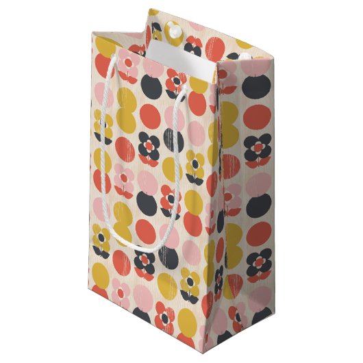 世紀半ばのモダンな花模様 スモールペーパーバッグ (正面アングル)
