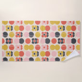 世紀半ばのモダンな花模様 ビーチタオル (正面)