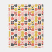 世紀半ばのモダンな花模様 フリースブランケット (正面)