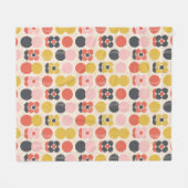 世紀半ばのモダンな花模様 フリースブランケット (正面(横))