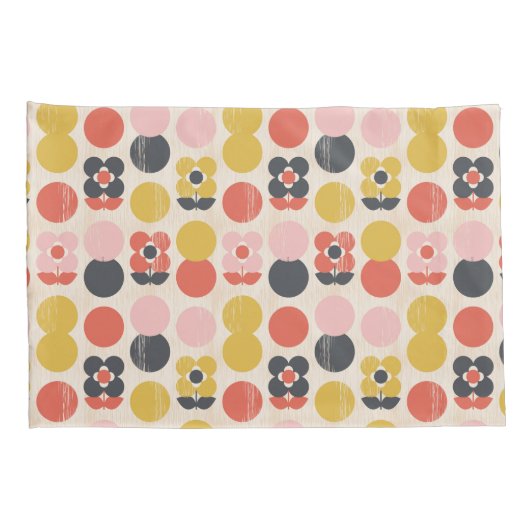 世紀半ばのモダンな花模様 枕カバー (裏面-右)