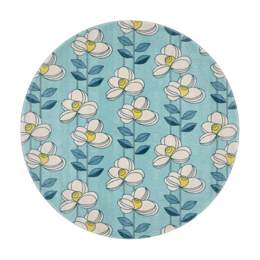 世紀半ばのモダンな花葉パターン カッティングボード (正面)