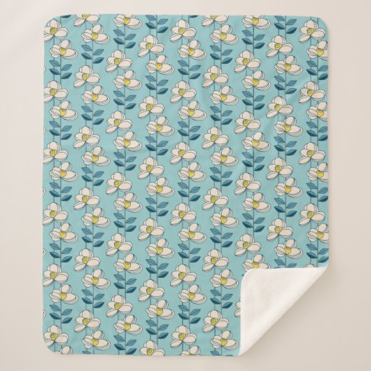世紀半ばのモダンな花葉パターン シェルパブランケット (正面)