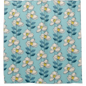 世紀半ばのモダンな花葉パターン シャワーカーテン (正面)