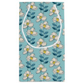 世紀半ばのモダンな花葉パターン スモールペーパーバッグ (裏面)