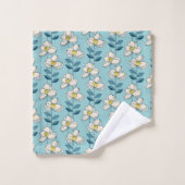 世紀半ばのモダンな花葉パターン バスタオルセット (ウォッシュタオル)