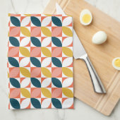 世紀半ばのモダンな葉パターン キッチンタオル (四つ折り)