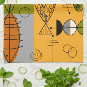 世紀半ばのモダンな魚のお洒落な抽象芸術 キッチンタオル (折り畳み)