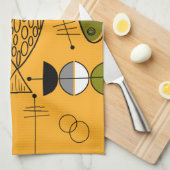 世紀半ばのモダンな魚のお洒落な抽象芸術 キッチンタオル (四つ折り)