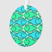 世紀半ばのモダンな魚、ヒスイ緑 オーナメント (正面)