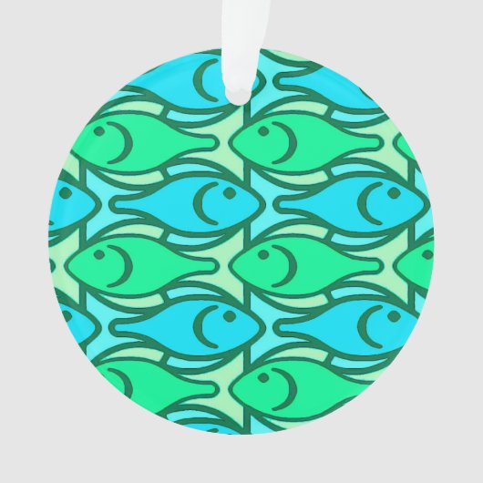 世紀半ばのモダンな魚、ヒスイ緑 オーナメント (正面)