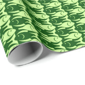 世紀半ばのモダンな魚、ライムおよび深緑色 ラッピングペーパー (ロールコーナー)
