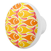 世紀半ばのモダンな魚、蜜柑のオレンジ セラミックノブ (右)