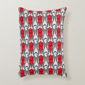 世紀半ばのモダンな魚、赤いおよび灰色/灰色 アクセントクッション (正面(垂直))