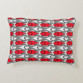 世紀半ばのモダンな魚、赤いおよび灰色/灰色 アクセントクッション (裏面)