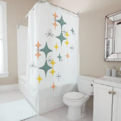 世紀半ばのモダンなEamesの原子スターバストのダイヤモンド シャワーカーテン (インサイチュ)