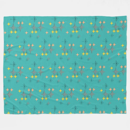 世紀半ばのモダンなEamesの原子スターバストパターン フリースブランケット (正面(横))