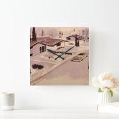 世紀半ばのモダンの建築 スクエア壁時計 (ホーム)