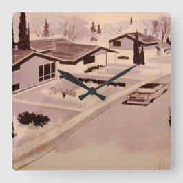 世紀半ばのモダンの建築 スクエア壁時計