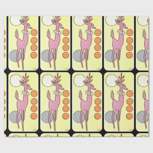 世紀半ばのモダンの抽象芸術のクリスマスのトナカイ ラッピングペーパー (フラット)