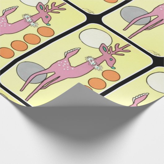 世紀半ばのモダンの抽象芸術のクリスマスのトナカイ ラッピングペーパー (角)