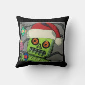 世紀半ばのモダンの抽象芸術のクリスマスのロボット クッション (裏面)