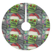 世紀半ばのモダンの抽象芸術のクリスマスのロボット ブラッシュドポリエステルツリースカート (正面)