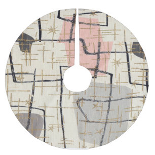 世紀半ばのモダンの抽象芸術の木のスカート ブラッシュドポリエステルツリースカート