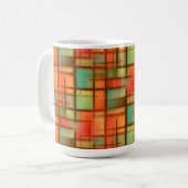 世紀半ばのモダンの抽象芸術の格子縞の赤い青緑 コーヒーマグカップ (正面左)
