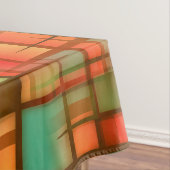 世紀半ばのモダンの抽象芸術の格子縞の青緑の赤 テーブルクロス (インサイチュ)