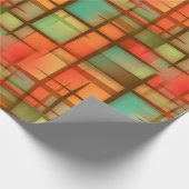 世紀半ばのモダンの抽象芸術の格子縞の青緑の赤 ラッピングペーパー (角)