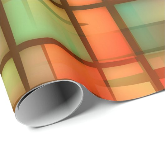 世紀半ばのモダンの抽象芸術の格子縞の青緑の赤 ラッピングペーパー (ロールコーナー)