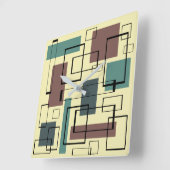 世紀半ばのモダンの長方形 スクエア壁時計 (傾斜)