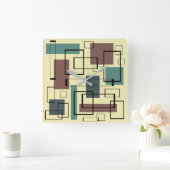 世紀半ばのモダンの長方形 スクエア壁時計 (ホーム)