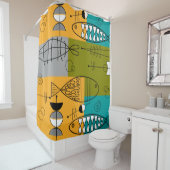 世紀半ばのモダンの魚 シャワーカーテン (インサイチュ)