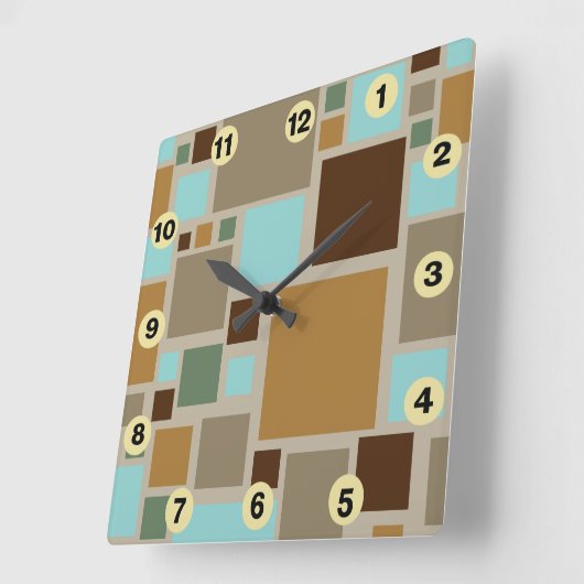 世紀半ばのモダンはパターンレトロを平方します スクエア壁時計 (傾斜)