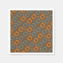 世紀半ばのモダン、楕円形は、ティール（緑がかった色）のオレンジブラウンを主演します スタンダードカクテルナプキン