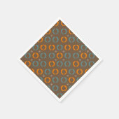 世紀半ばのモダン、楕円形は、ティール（緑がかった色）のオレンジブラウンを主演します スタンダードカクテルナプキン (角)