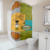 世紀半ばのモダンWhimsicalFish シャワーカーテン (インサイチュ)