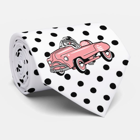 世紀半ばのヴィンテージのピンクのペダル車のタイ ネクタイ (ロール)