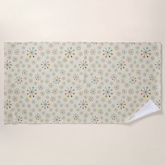 世紀半ばの原子刺激を受けたなパターン ビーチタオル (正面)