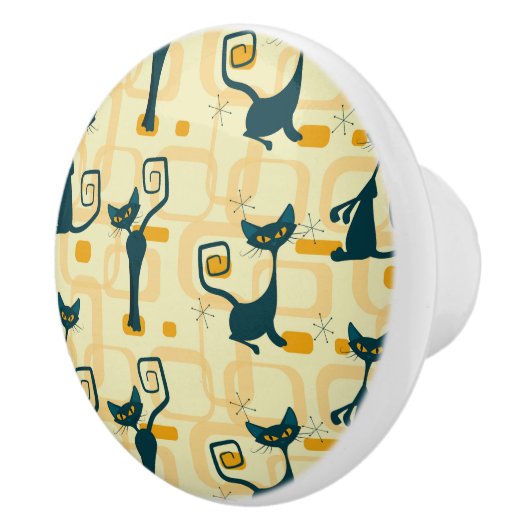 世紀半ばの原子子猫のヴィンテージの引出しのノブ セラミックノブ (右)