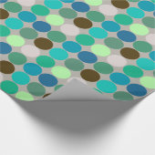 世紀半ばの巨大な点、ターコイズおよび灰色 ラッピングペーパー (角)